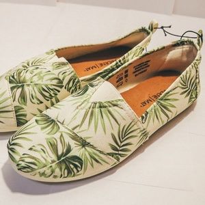 Tropical Palm Tree Slides Shoes sz6 NWT